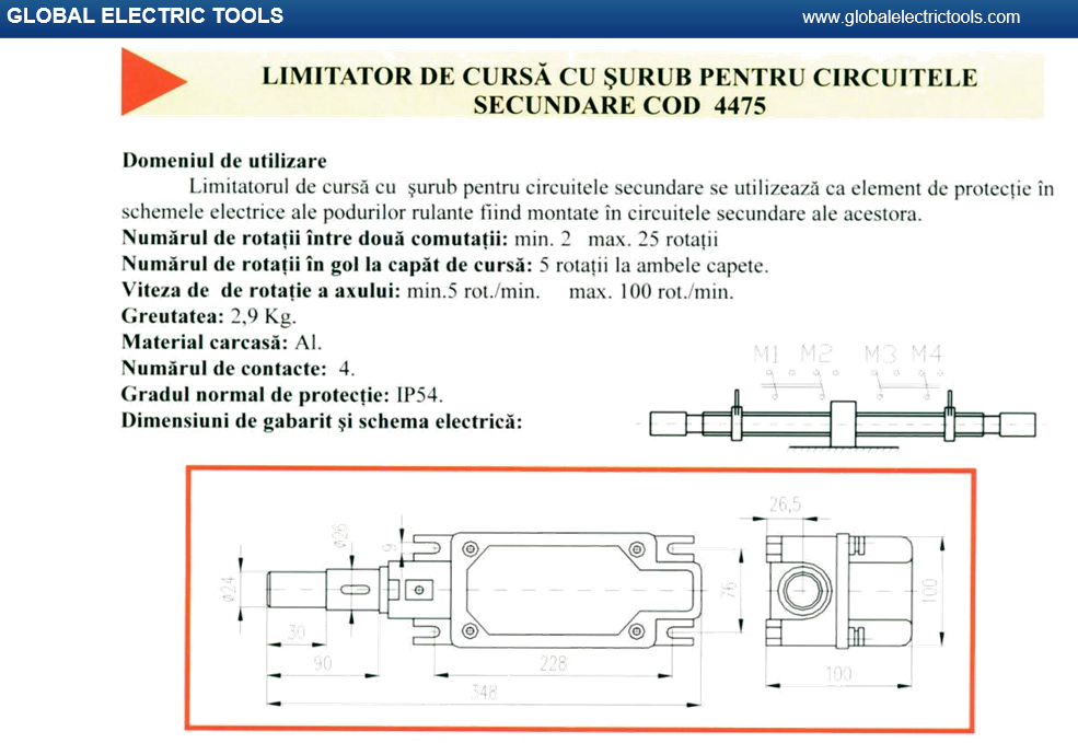 Limitator de cursa cu surub COD 4475