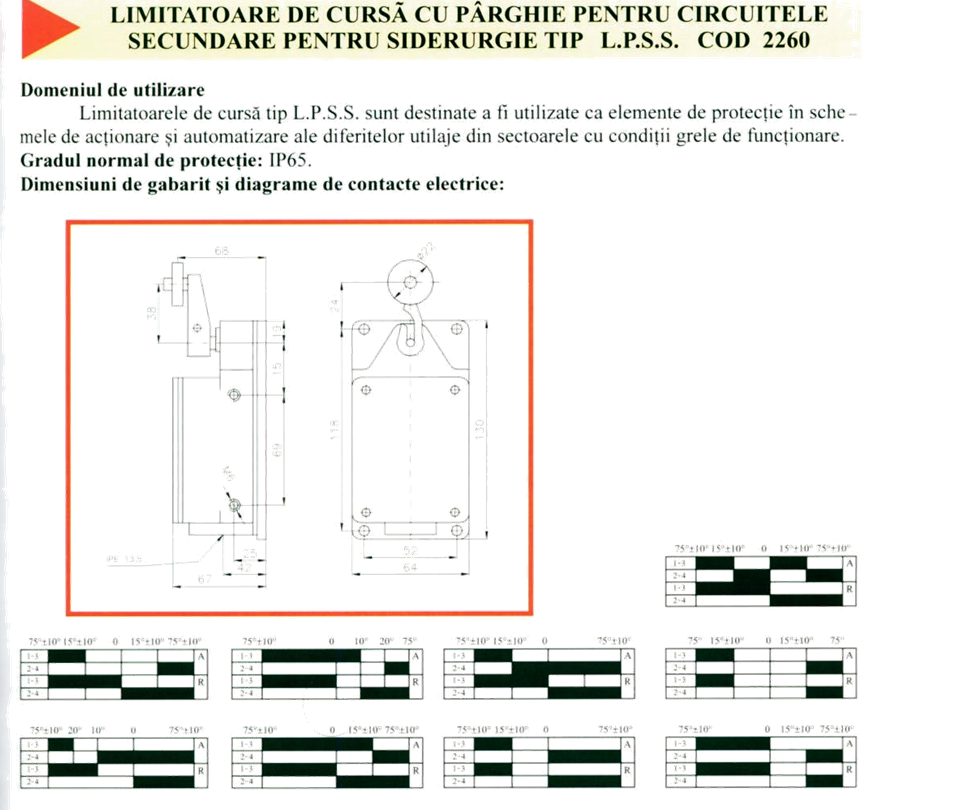 Limitator de cursa cu parghie 2260